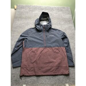 Flylow Jacket Mens 2XL Gray Maroon Hooded 1/2 Zip Ski Shell Anorak Snow